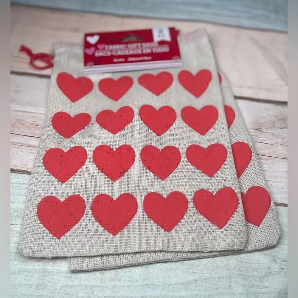 11 NEW Heart Gift Bags Drawstring Closures Various Styles & Sizes Bundle … - Picture 6 of 10